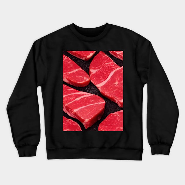 Fresh Steaks, seamless pattern. Crewneck Sweatshirt by Alekxemko